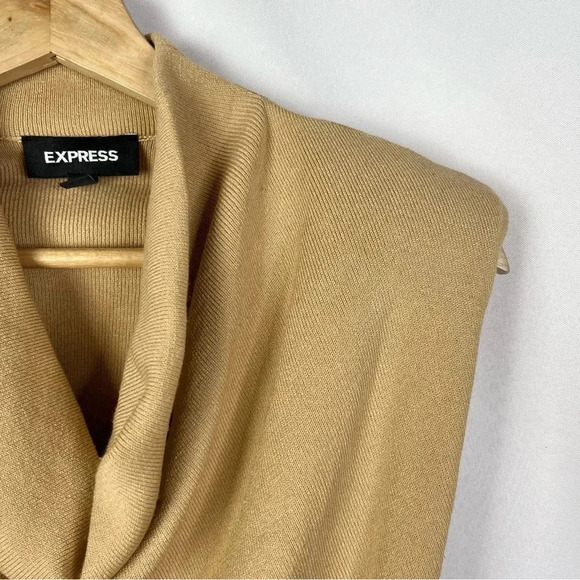 Express Camel Brown Cowl Drape Neck Sleeveless Cropped Sweater XXS - Picture 4 of 5